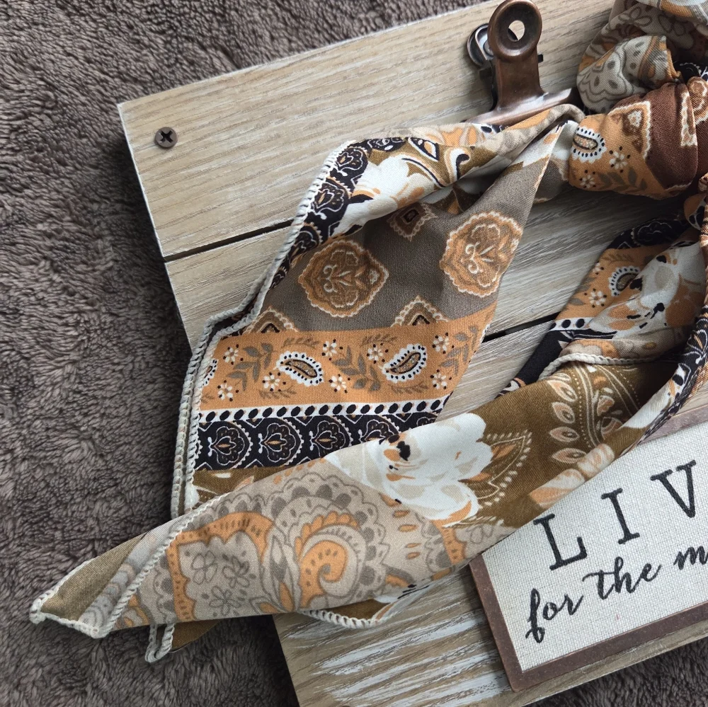 Boho Western Bow Tie Scrunchy Artsy Hair Accessory Gift
